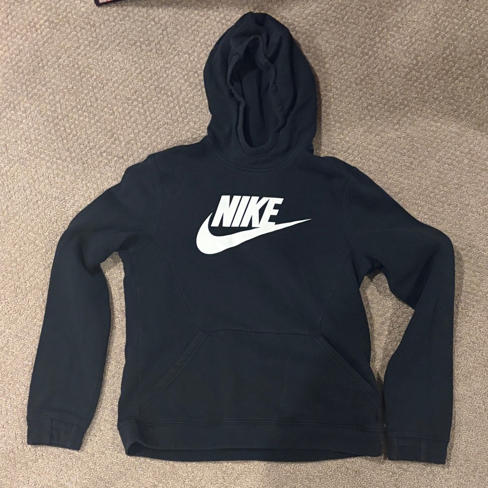 Kids Nike Black Hoodie with White Logo